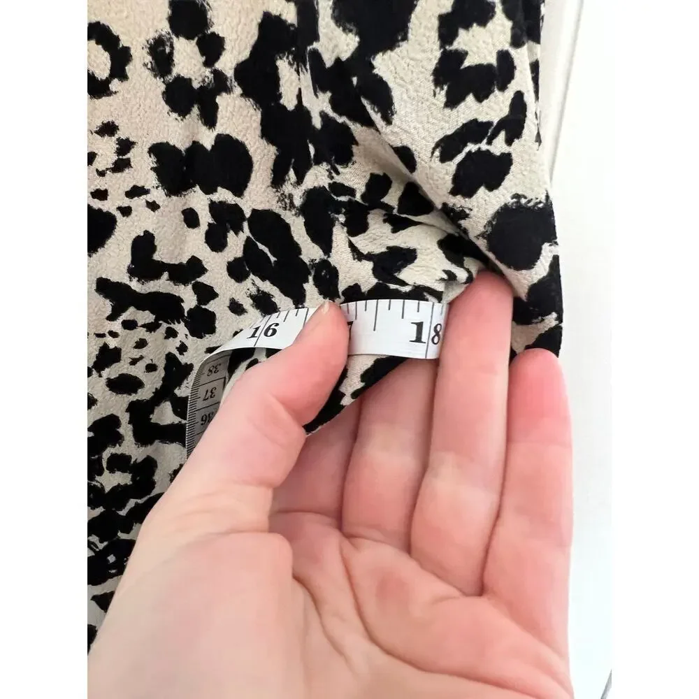 J.Crew Jules Shift Dress Snowcat Leopard Print Black Long Sleeve Mini Women's S